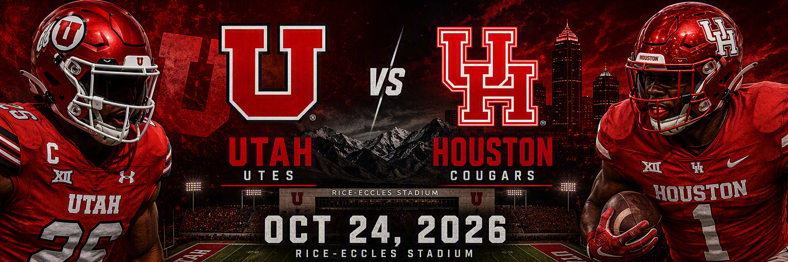 (2) 2026 Utah Football vs Houston October 24 - Section E35, row 43, seats 24 & 25