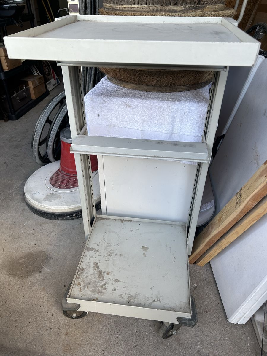 Heavy Duty Industrial Metal Rolling Cart On Wheels With Two Adjustable Shelves, For Shop or Garage, 43" Tall by 20" Wide