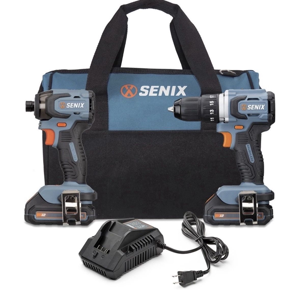 New Senix X2 20V Brushless Cordless Drill & Impact Driver Combo Kit