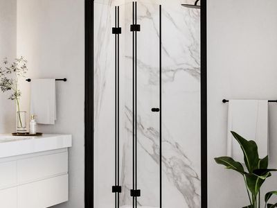 NEW Tri-Fold Frameless Shower Door 40-1/4''-42'' W x 72" H, Dual 180° Inward & Outward Tri-Fold Opening, 3-Panel Folding
