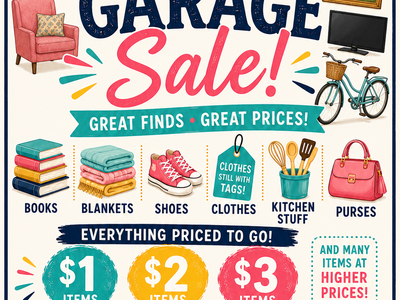Huge Farmington Garage Sale • July 10 & 11 from 9AM -4PM• Lots of $1, $2 & $3 Items