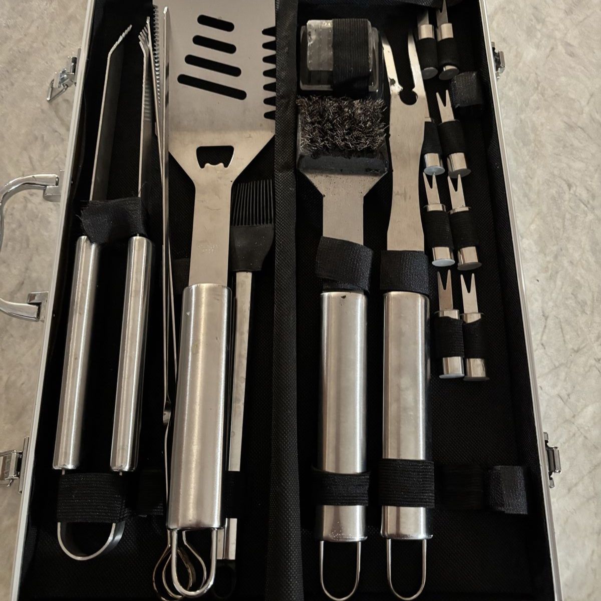 Stainless Steel BBQ Grill Tool Set with Carrying Case