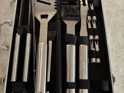 Stainless Steel BBQ Grill Tool Set with Carrying Case