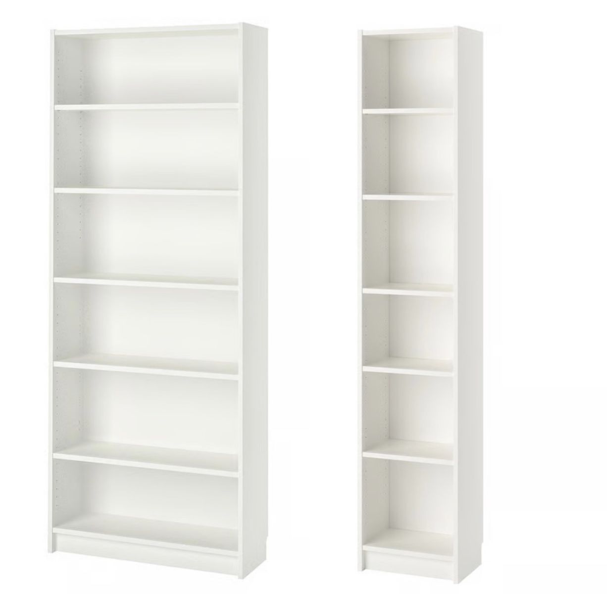 IKEA BILLY Bookcases (Set of 2) - White, 79 1/2" Tall, Adjustable Shelves, Versatile Storage