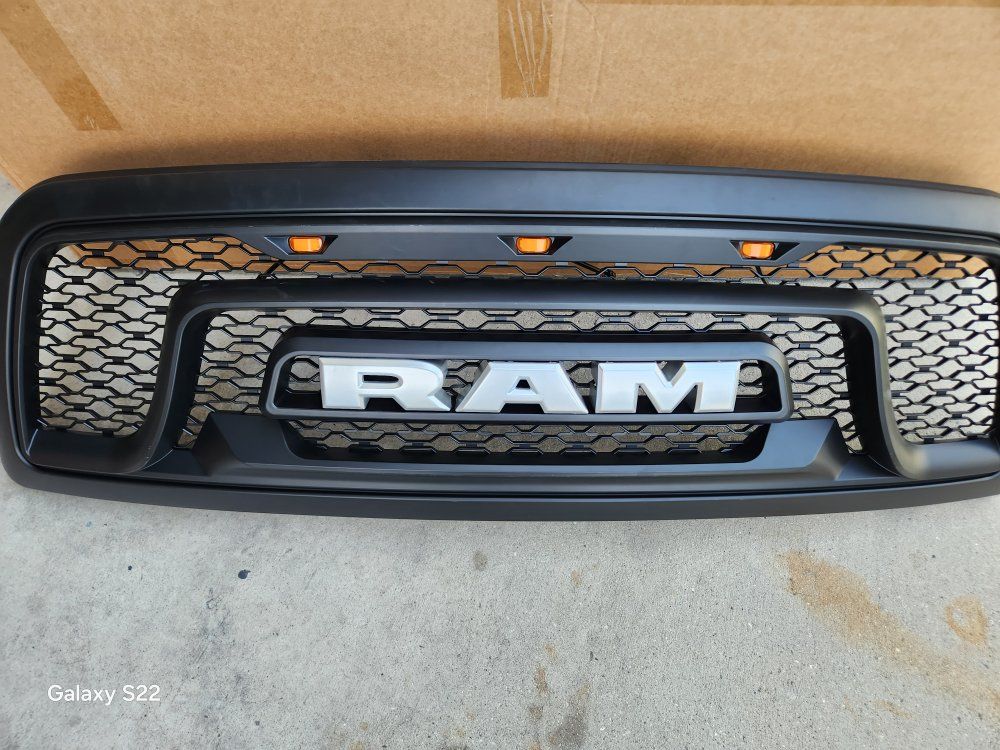 RAM Grill Aftermarket Black Honeycomb Mesh Grille with Amber LED Lights