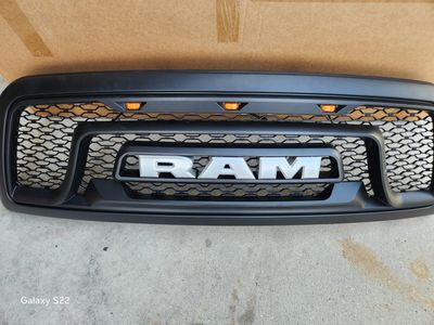 RAM Grill Aftermarket Black Honeycomb Mesh Grille with Amber LED Lights