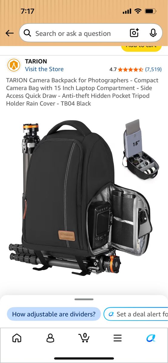 TARION TB04 Black Compact Camera Backpack for Photographers - Fits 15" Laptop, Tripod Holder, Rain Cover