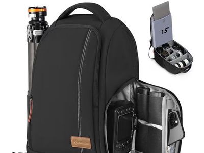 TARION TB04 Black Compact Camera Backpack for Photographers - Fits 15" Laptop, Tripod Holder, Rain Cover