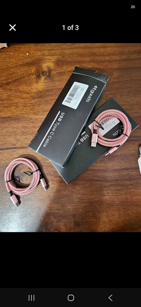 2 pack of pink 3 ft lightning chargers.  Usb-c to usb-c.