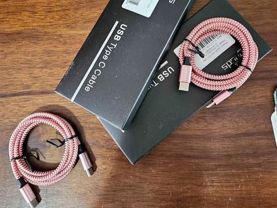 2 pack of pink 3 ft lightning chargers. Usb-c to usb-c.