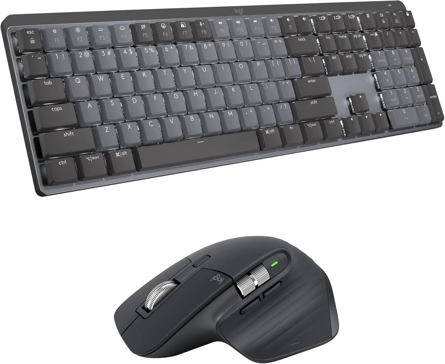 Logitech MX Mechanical Full-Size Illuminated Wireless Keyboard, Tactile Quiet, and MX Master 3SMouse Bundle