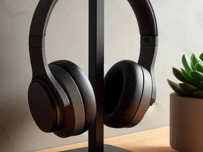 Custom Headphone Stand (no head phone) – Minimalist Desk Organizer (Black)