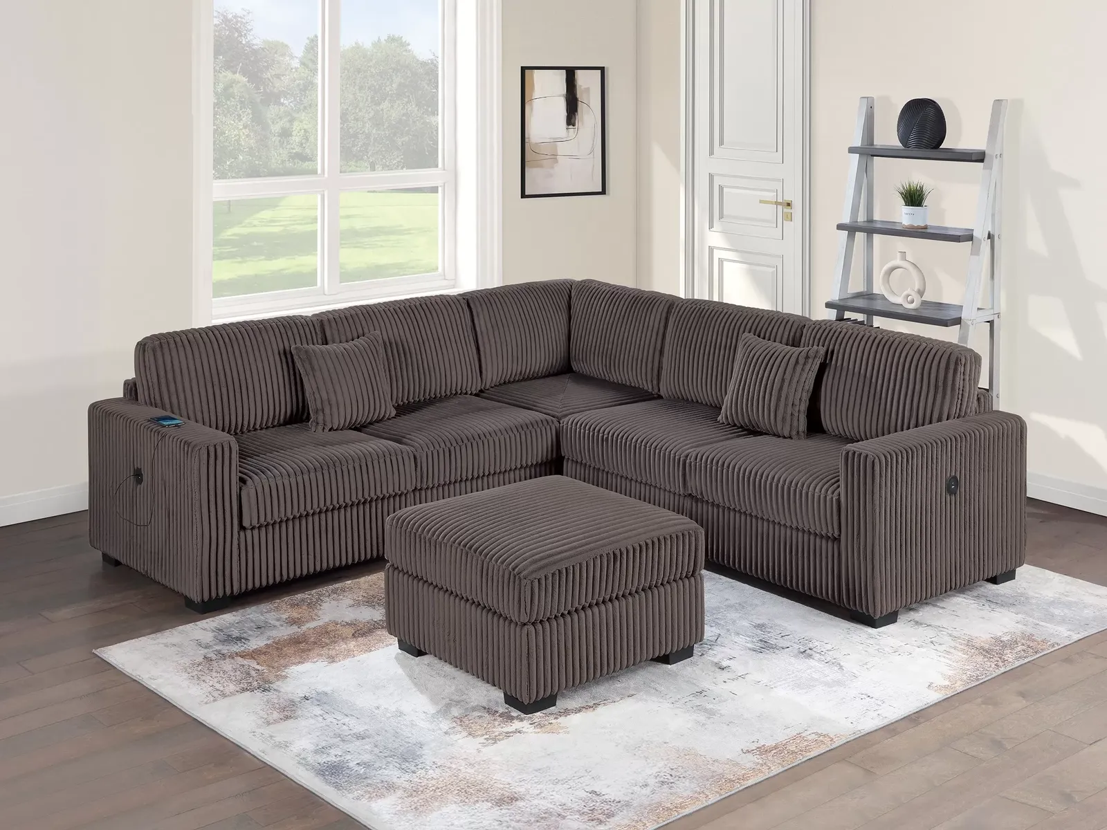 NEW SECTIONAL with OTTOMAN and PILLOWS - NEW IN BOX