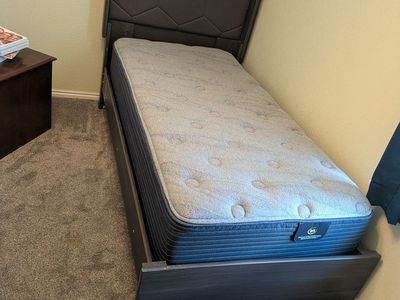 Twin bed frame and mattress