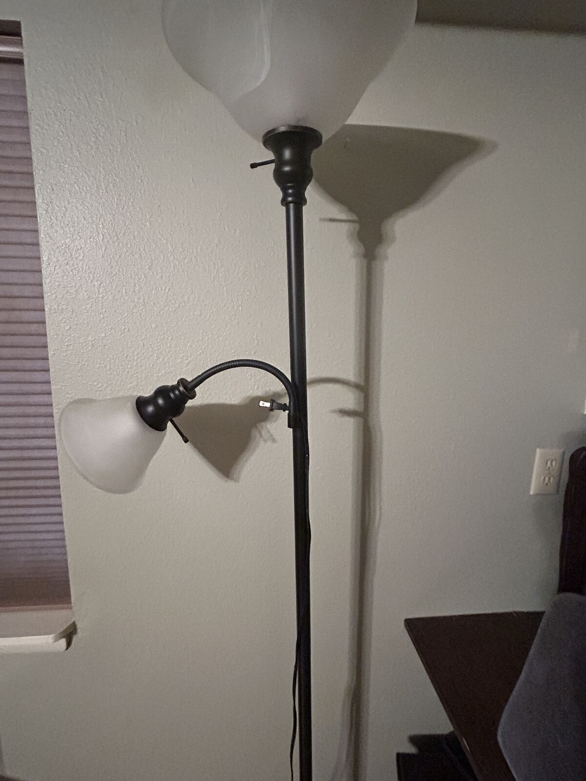 Black Torchiere Floor Lamp with Reading Light