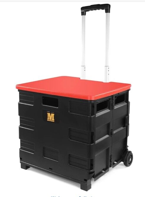 MaxWorks 50830 Collapsible Black Rolling Folding Dolly Cart