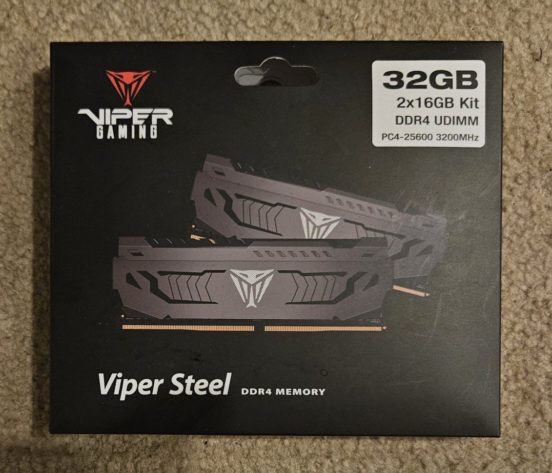 New/unopened Patriot Viper Steel DDR4 32GB (2x16GB) 3200MHz CL16 Memory Kit