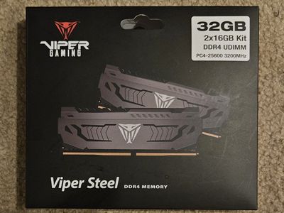New/unopened Patriot Viper Steel DDR4 32GB (2x16GB) 3200MHz CL16 Memory Kit