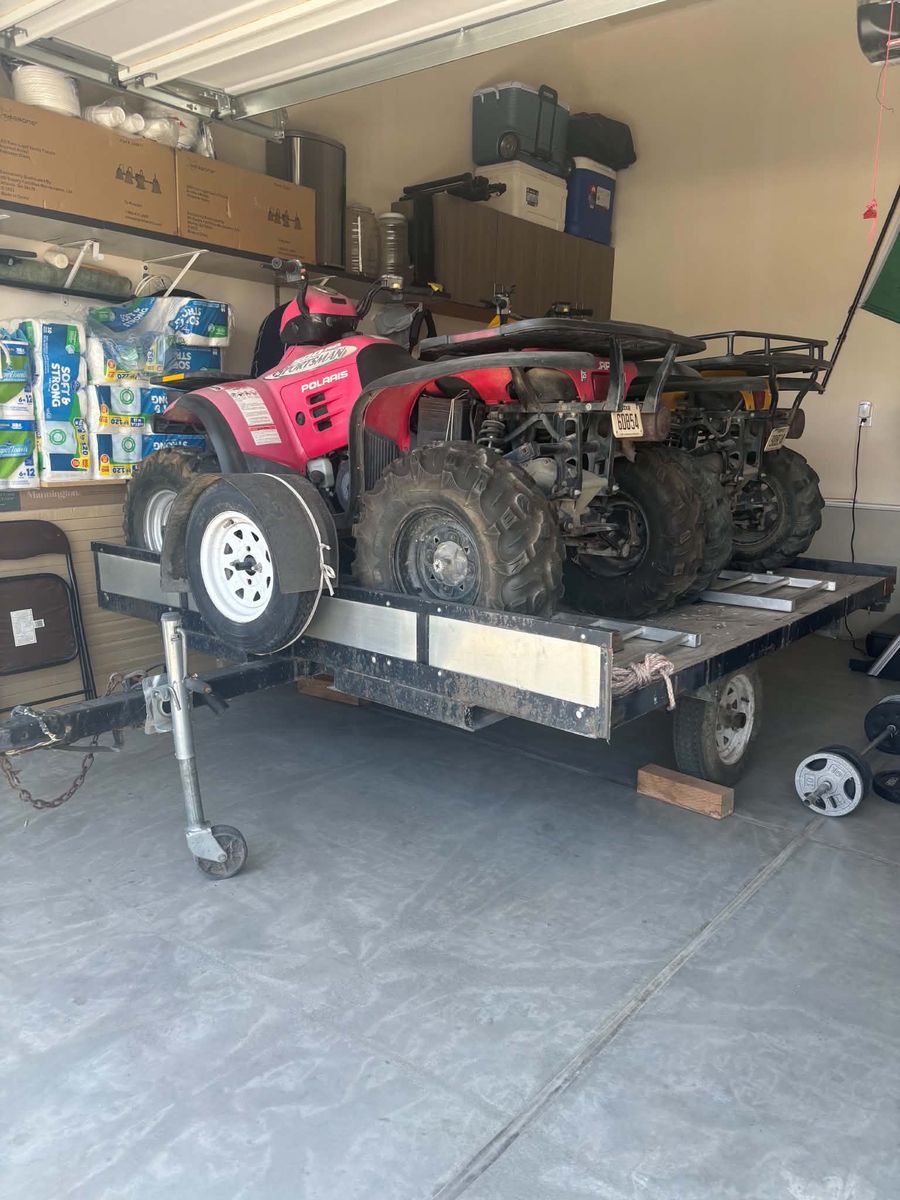 2002 Polaris Sportsman 4x4 500cc ATV-  Red & Yellow, Utility Trailer