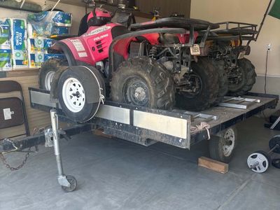 2002 Polaris Sportsman 4x4 500cc ATV- Red & Yellow, Utility Trailer