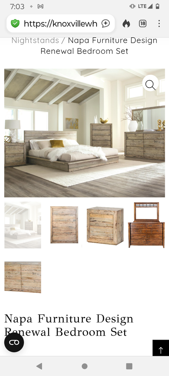 Napa Furniture Design Renewal king Bedroom Set - Rustic Whitewash Wood Bed, Dresser, Nightstands