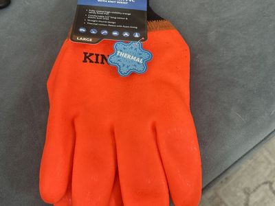 Kinco Lined Hi-Vis Orange Sandy Finish PVC Gloves with Knit Wrist - Size Large