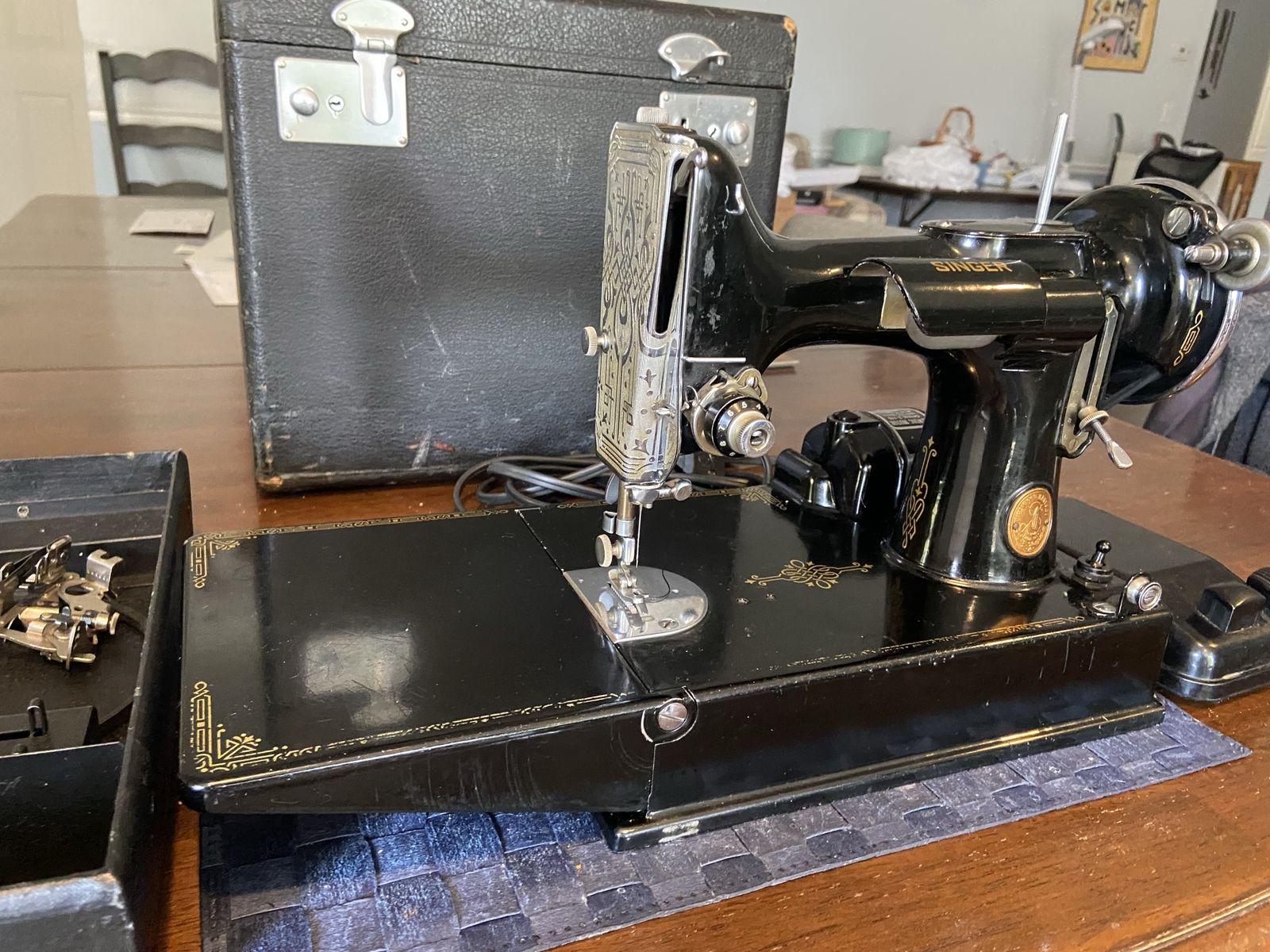 Singer featherweight with case and attachments