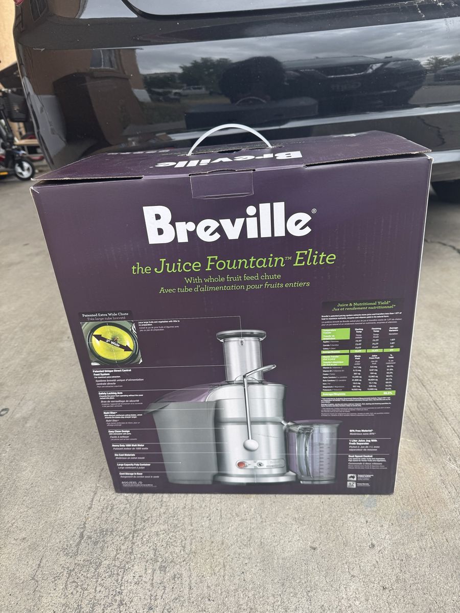 New Breville 800JEXL  Juice Fountain 1000W Elite Brushed Aluminum Centrifugal Juicer