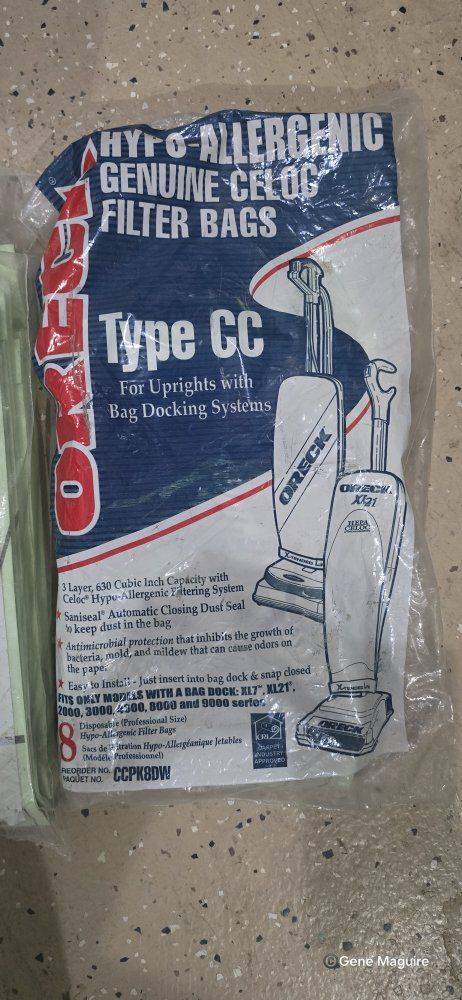 Oreck Celoc Hypo-Allergenic XL Upright Vacuum Filter Bags Type CC - with Germastat