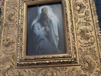Framed Religious Art - Christ in Gethsemane in Ornate Gold Tone Frame 14 x 12x 1 1/2 Inches