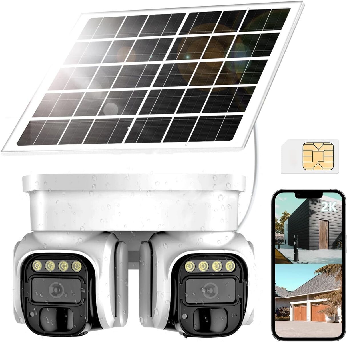 NEW No WiFi Security Camera, 4G LTE Cellular Security Camera, 2K Solar Cellular Cam HD Dual Lens 360° Pan Tilt, ETC