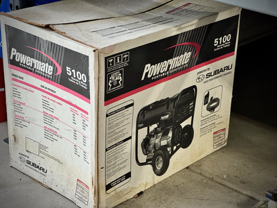 New Powermate 5100W Portable Generator, New in Box, Never Started
