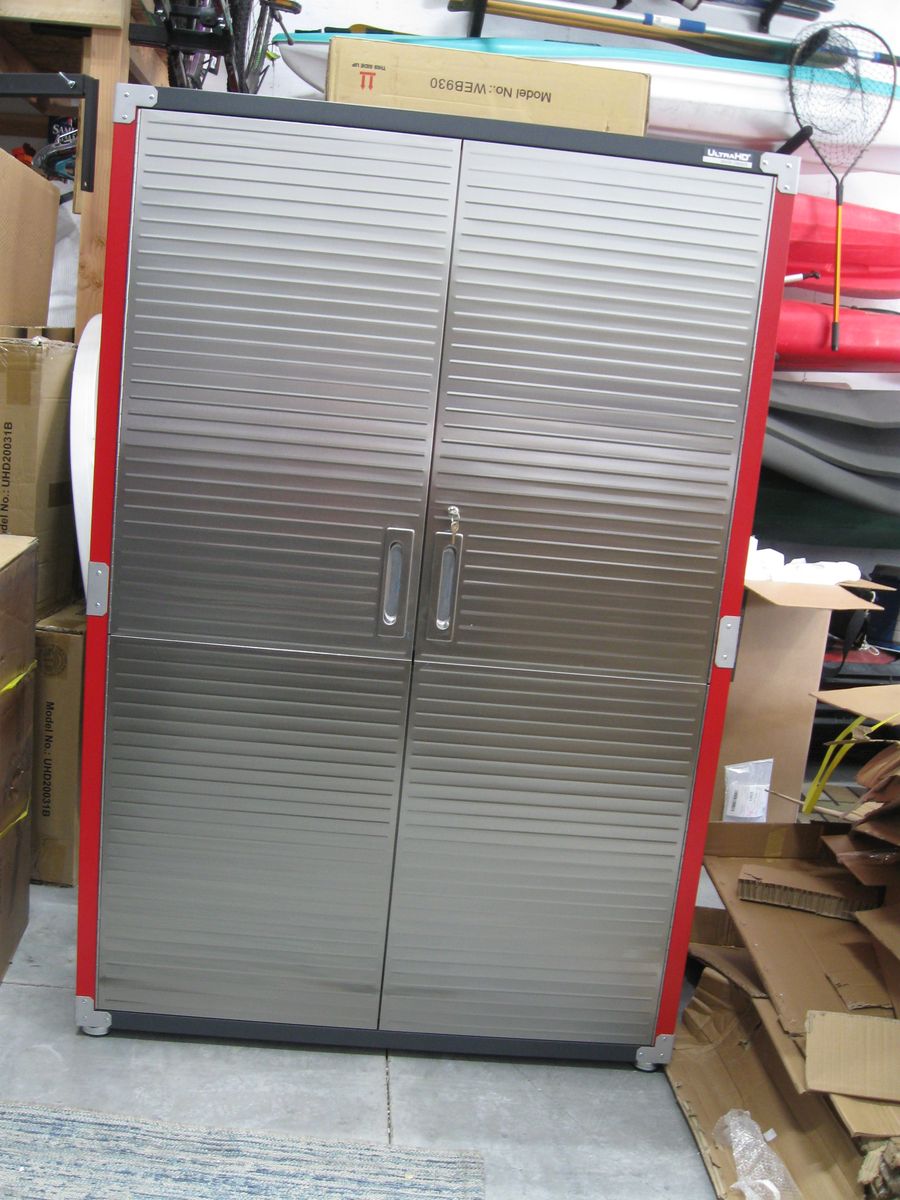 Brand New Seville Classics UltraHD Locking Storage Cabinet, Garage Shop Red/Graphite 48x 24x72