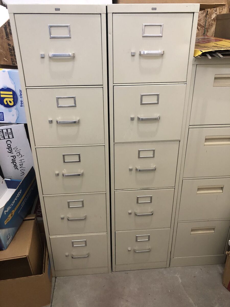 HON 5-Drawer Vertical Filing Cabinet – Durable Metal Office Storage