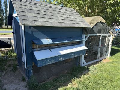 Large Chicken Coop with Attached Run - Durable Wood Construction, Nesting Boxes & Roosts