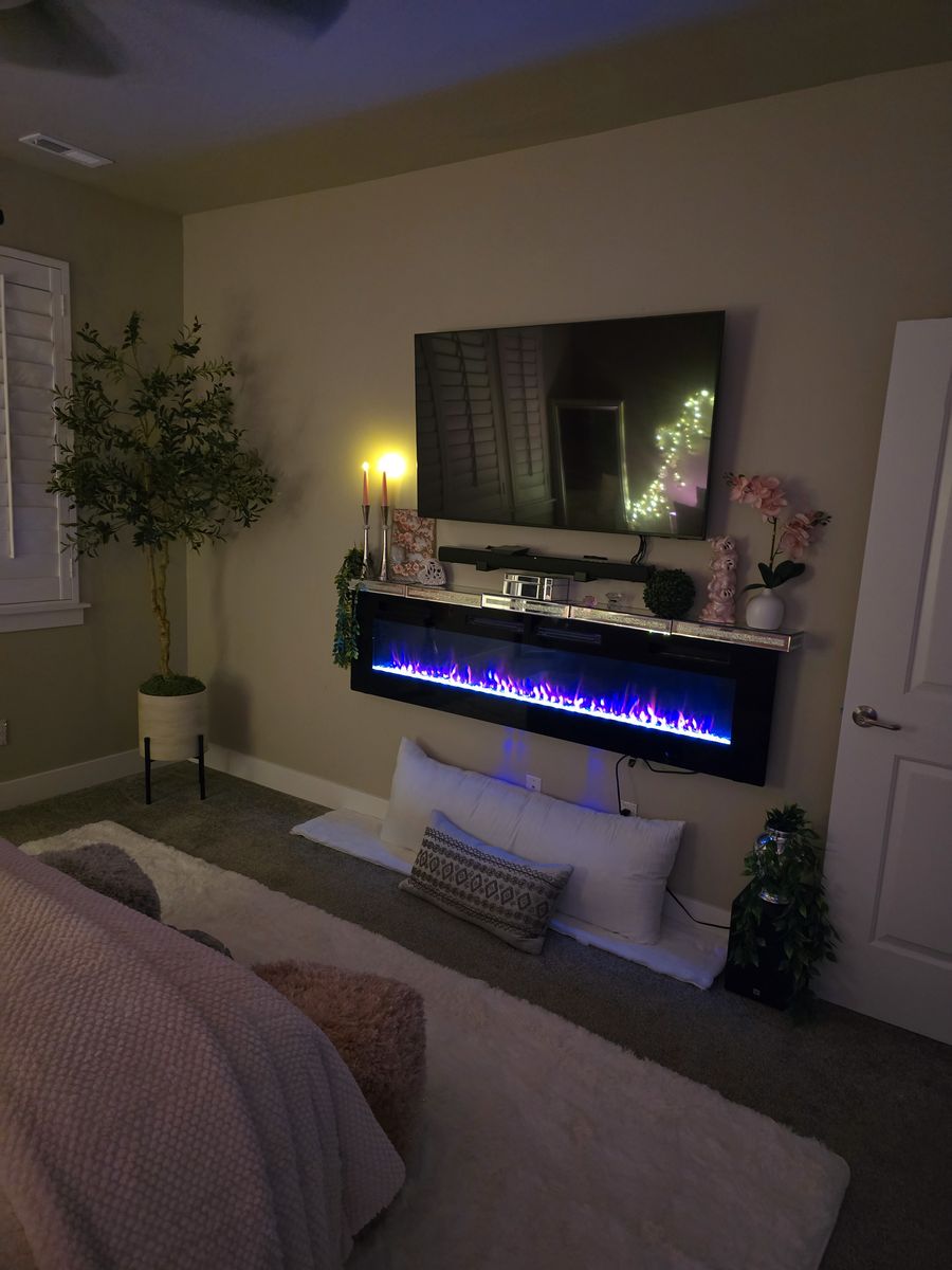 Electric Fireplace 50 Inch Wall Mounted Recessed Heater with Remote Control, Multiple Color Options