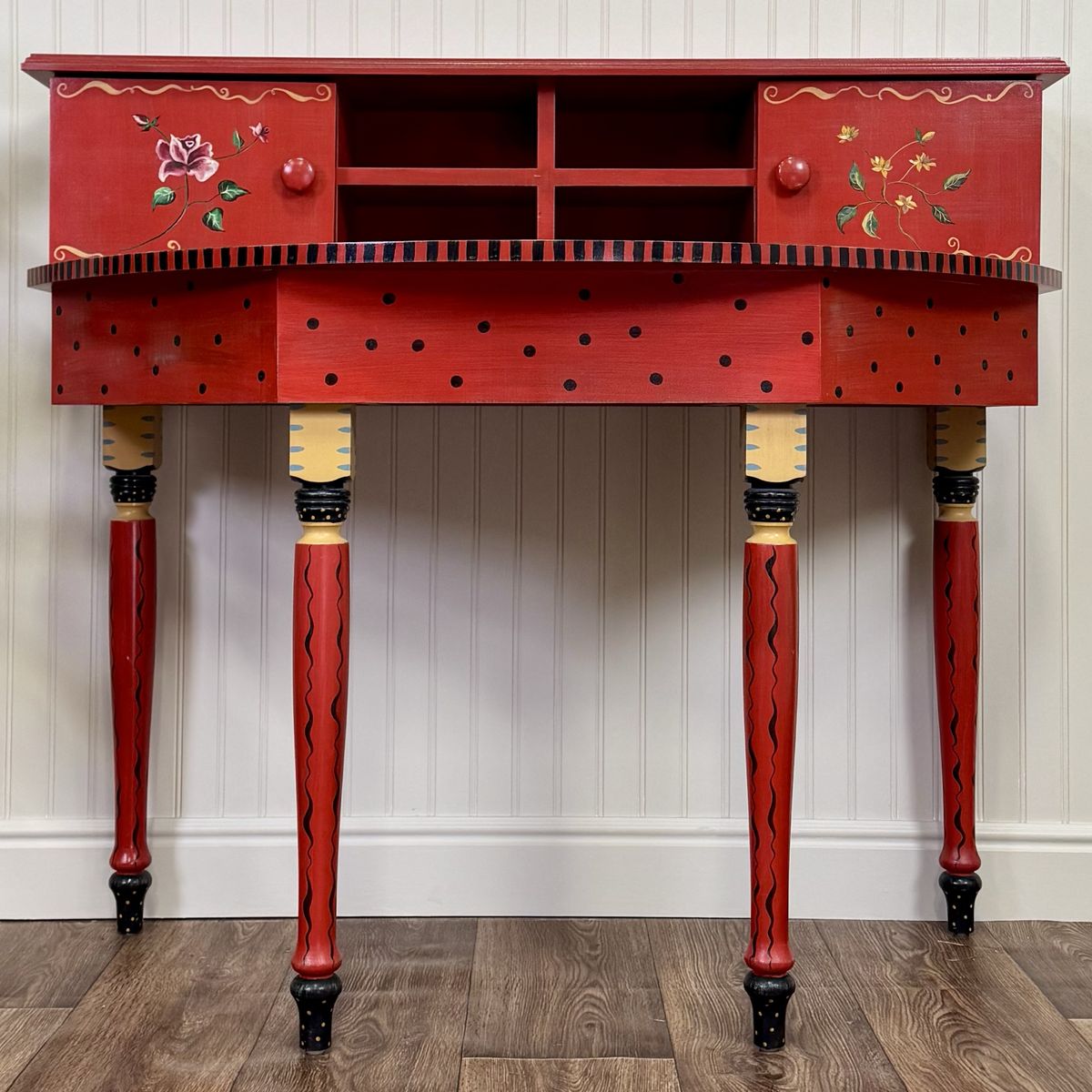 Vintage 1990s Hand-Painted Stonehouse Farm Goods Demilune Desk or Console