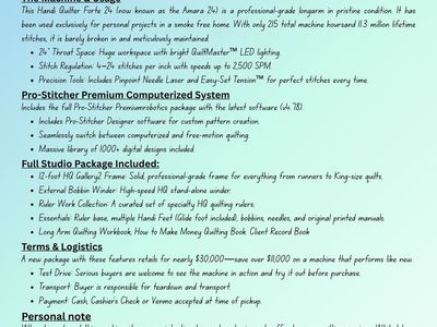 Handi Quilter Forte Longarm W/ 12' Table