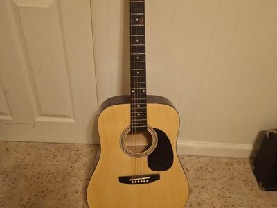 Sonart Full-Size Acoustic Guitar - Natural Finish, 6-String Folk Guitar