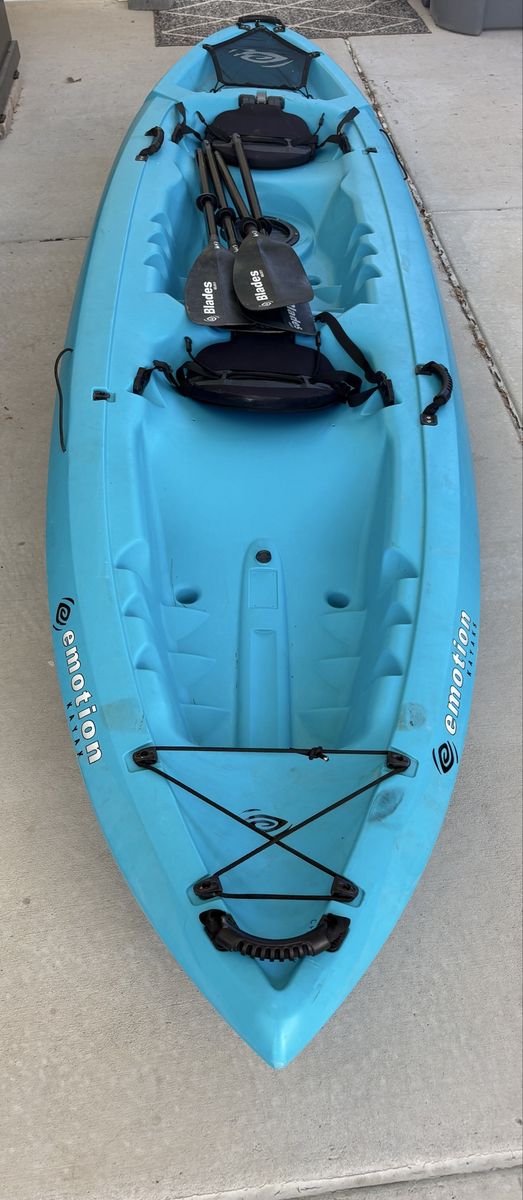 Emotion Spitfire 12T Tandem Kayak - Blue Sit-On-Top Two Person Kayak with Paddles