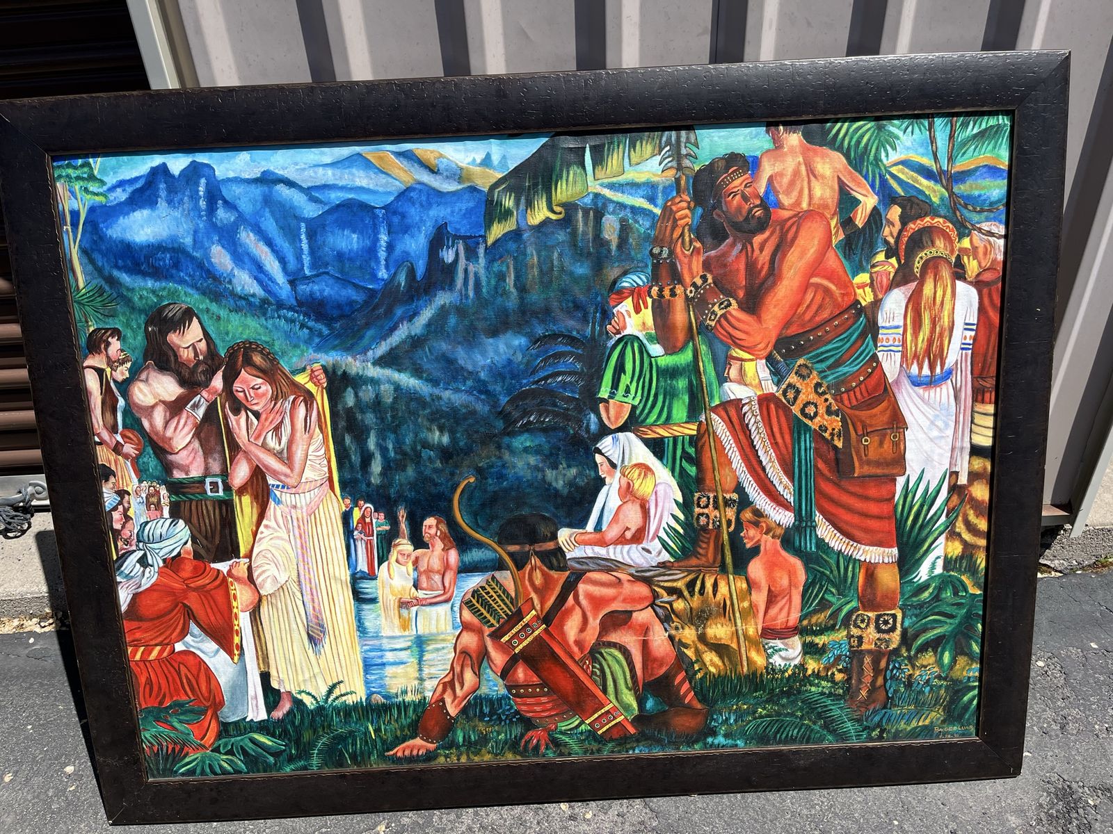 Alma baptizing in the waters of Mormon (original oil painting recreation)