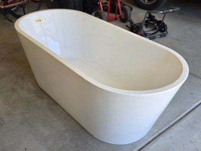 White Acrylic Freestanding Soaking Bathtub with Drain Hose