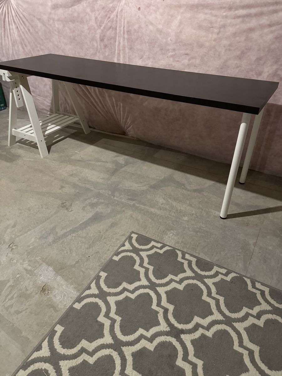 IKEA Linnmon Black and White Trestle Desk with Extra Legs