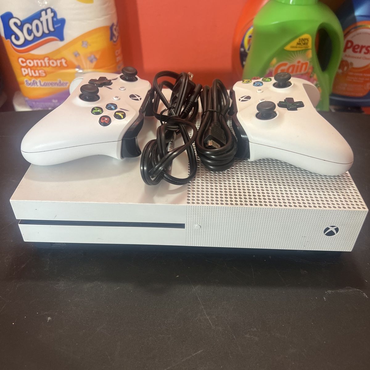 Microsoft Xbox One S 500GB Console White with 2 Wireless Controllers & Cables