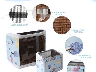 Small Animal Portable Travel Carrier Bag with Shoulder Strap and Water Bottle