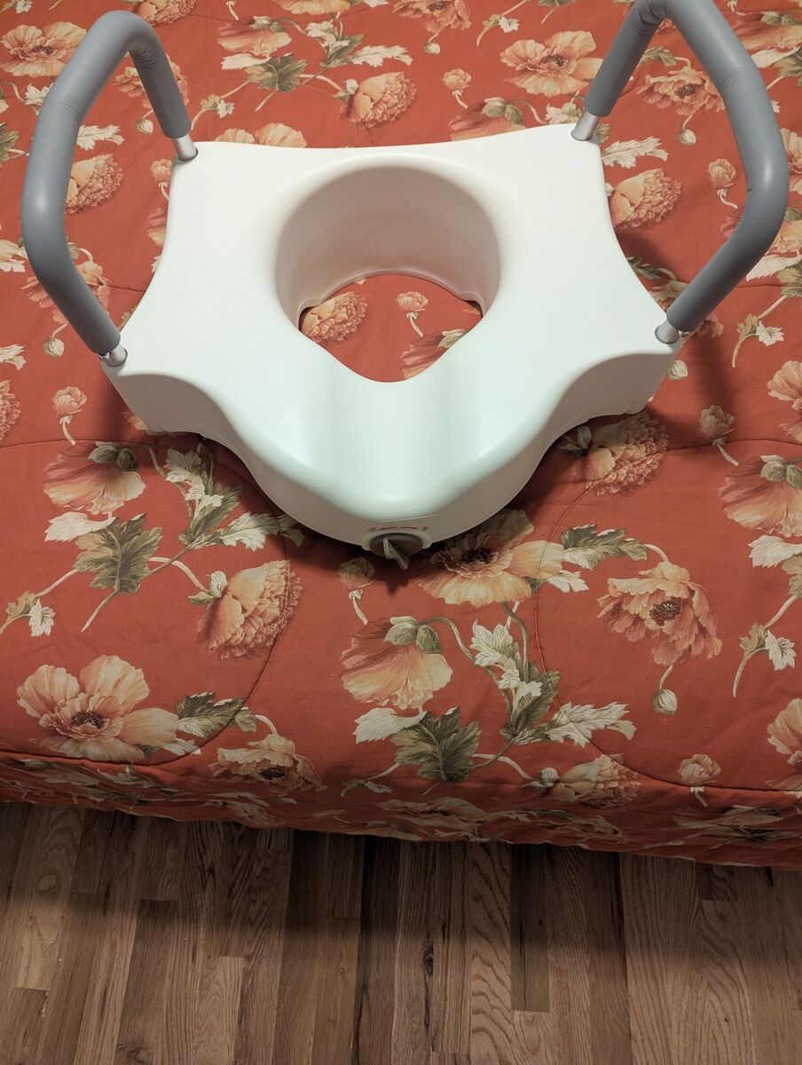Raised toilet seat with removable arms