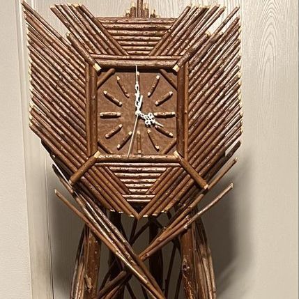 WORKING 5’10” Vintage Adirondack Twig Grandfather Clock Shelf - Cabin Decor