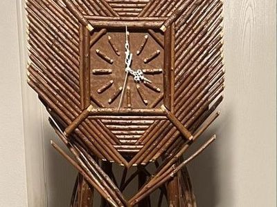 WORKING 5’10” Vintage Adirondack Twig Grandfather Clock Shelf - Cabin Decor