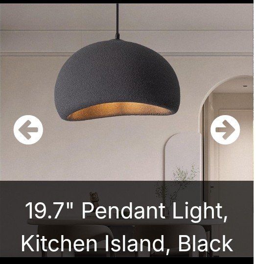 19.7" Black Pendant Light for Kitchen Island or Dining Room (NEW)