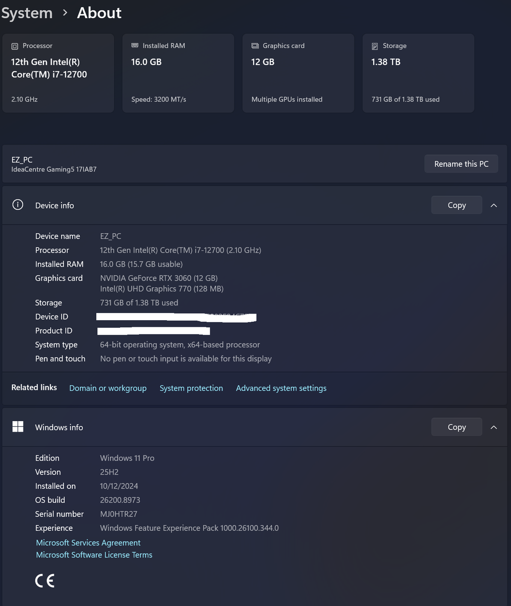 Lenovo IdeaCentre Gaming 5 (i7-12700 with 16GB RAM and 12GB RTX 3060 Graphics)